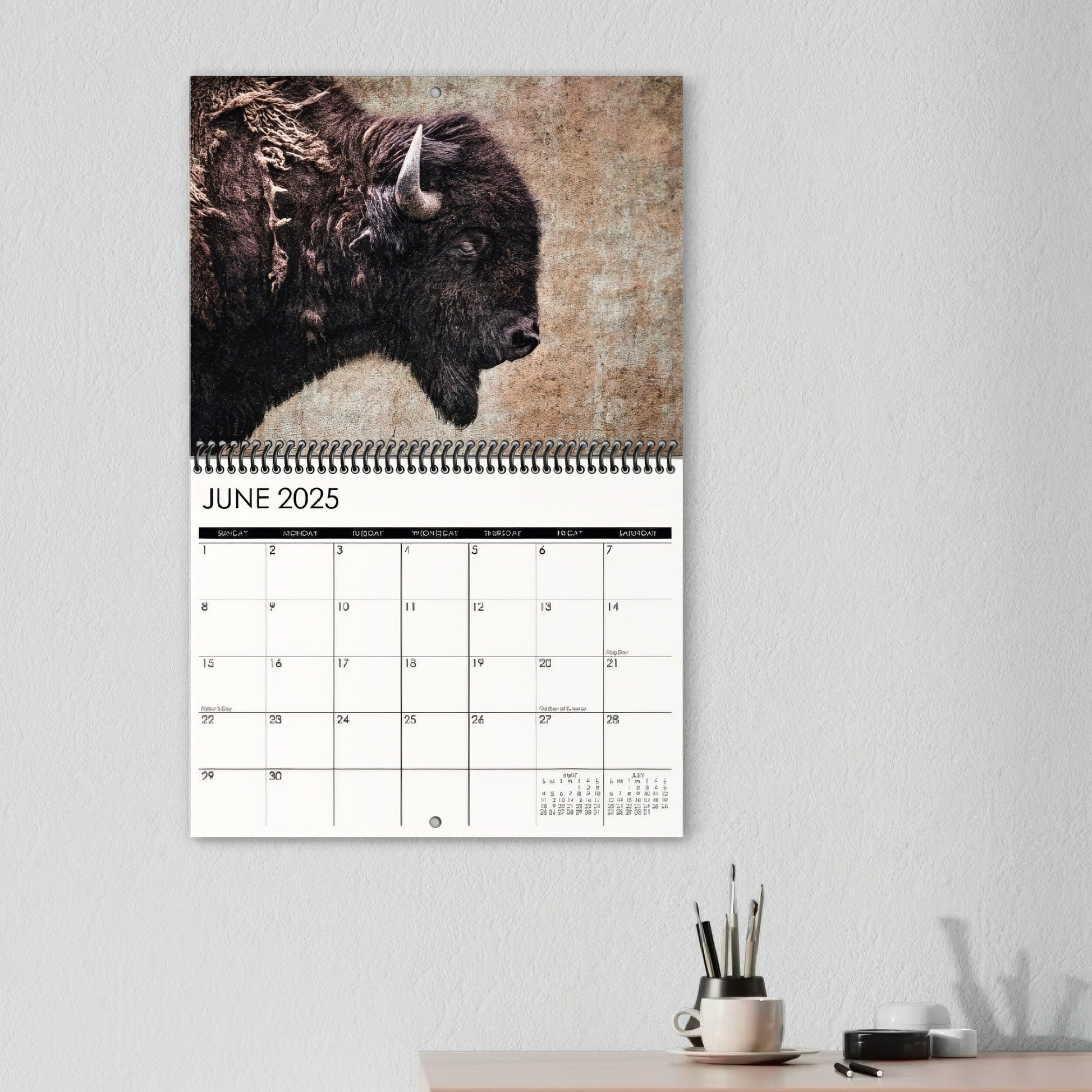 2025 American Bison Calendar or Desktop Planner Calendar Teri James Photography