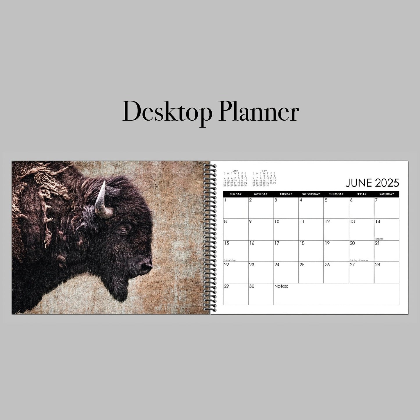 2025 American Bison Calendar or Desktop Planner Desktop Planner Calendar Teri James Photography