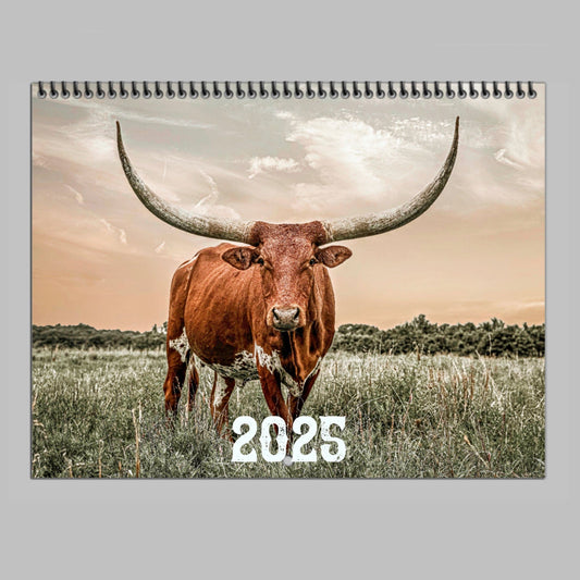 2025 Texas Longhorn Wall Calendar or Desktop Planner Calendar Teri James Photography