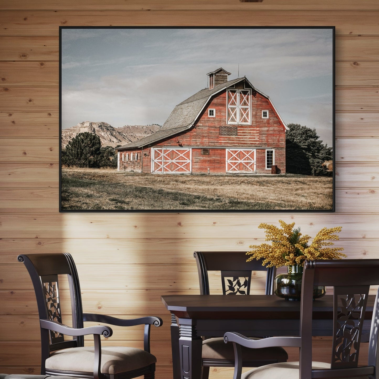 Americana Wall Art Canvas- Old Red Barn with Stars Wall Art Teri James Photography