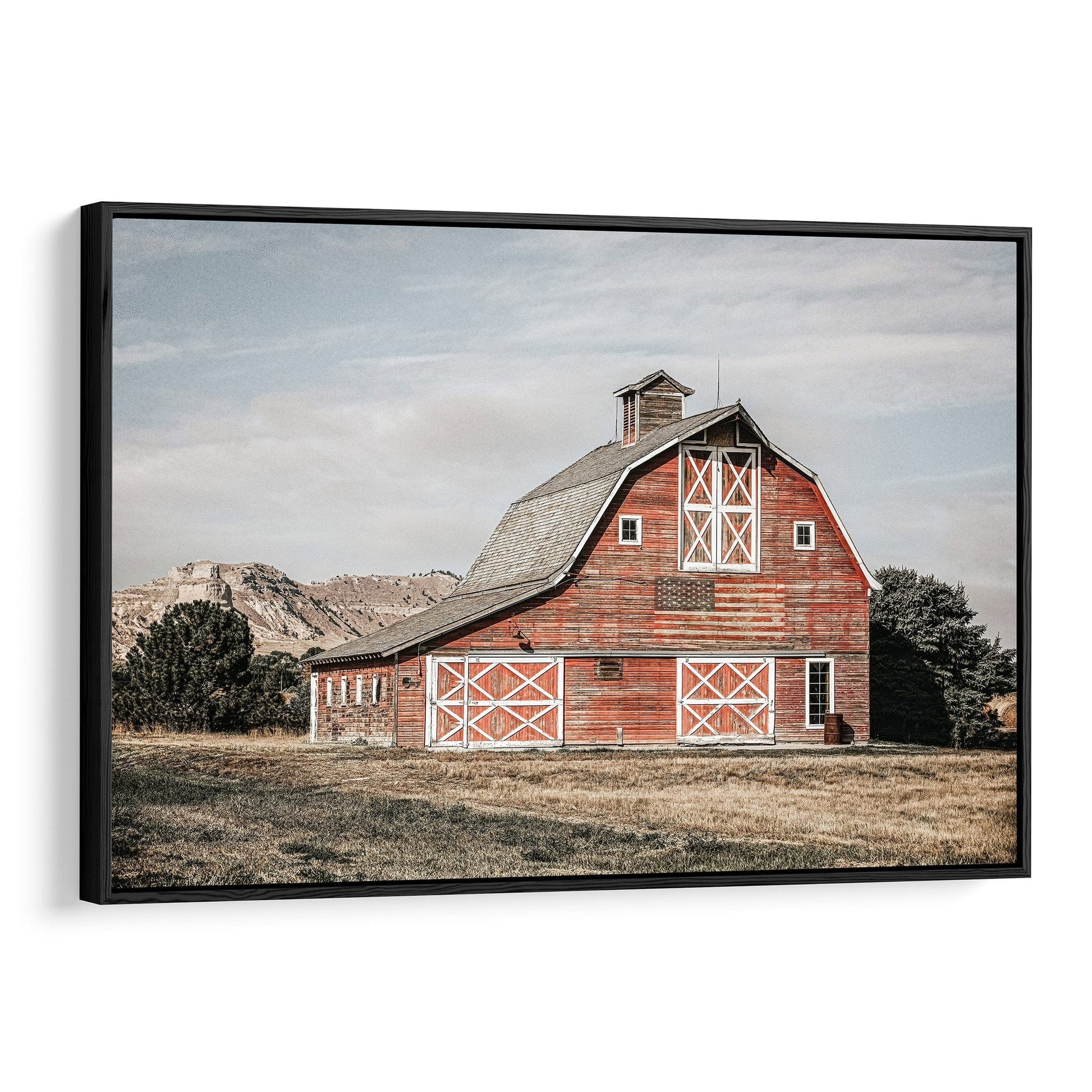 Americana Wall Art Canvas- Old Red Barn with Stars Wall Art Teri James Photography