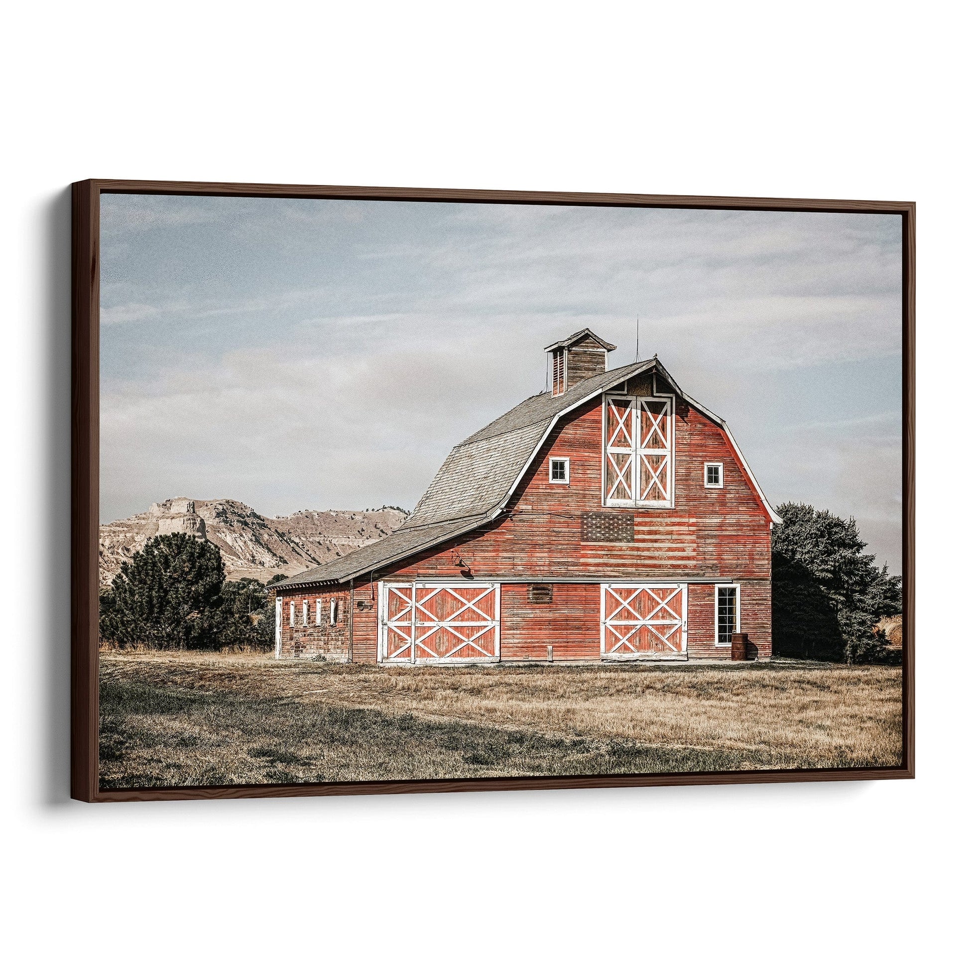 Americana Wall Art Canvas- Old Red Barn with Stars Wall Art Teri James Photography