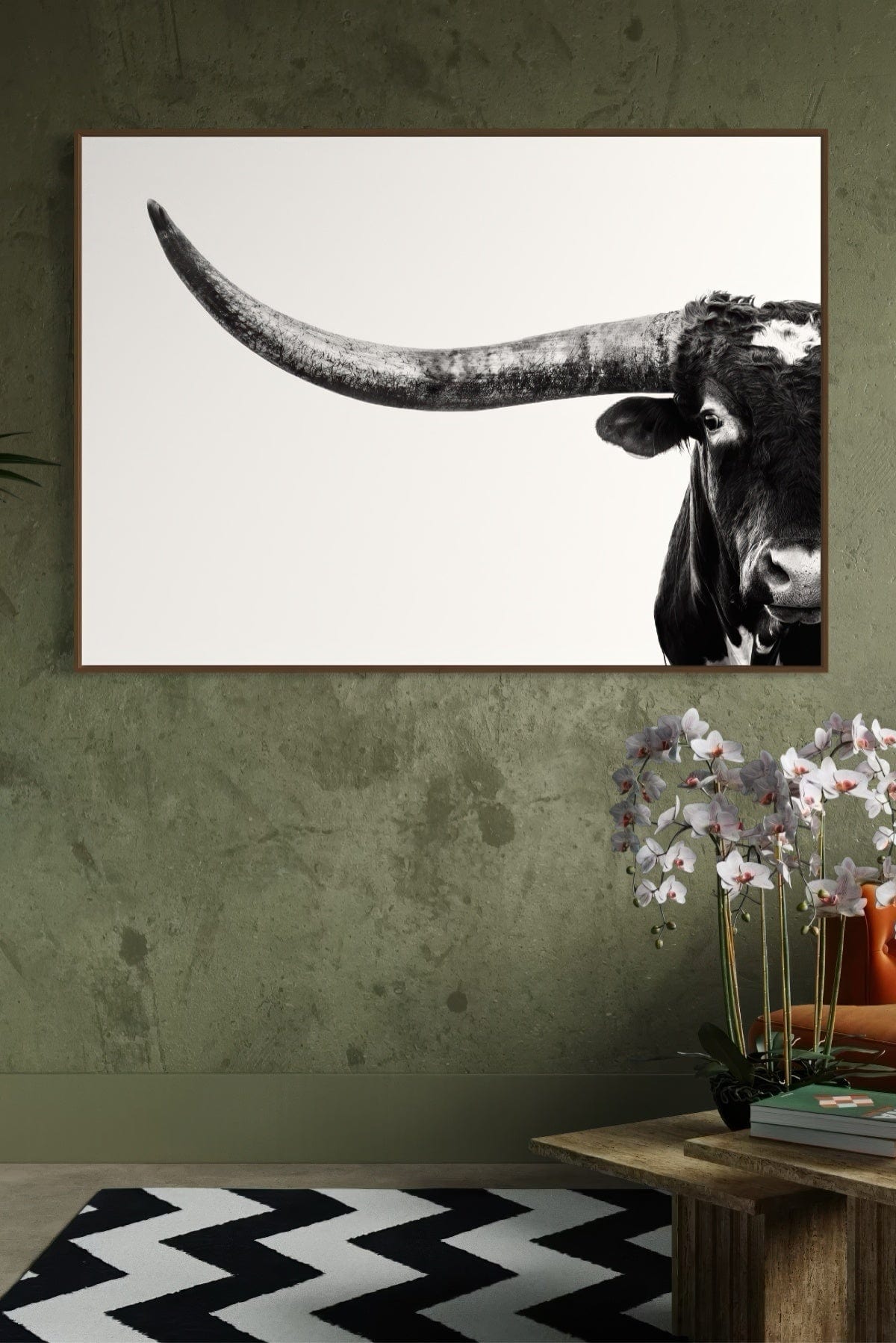 Austin Texas Longhorn Art in Black and White Wall Art Teri James Photography