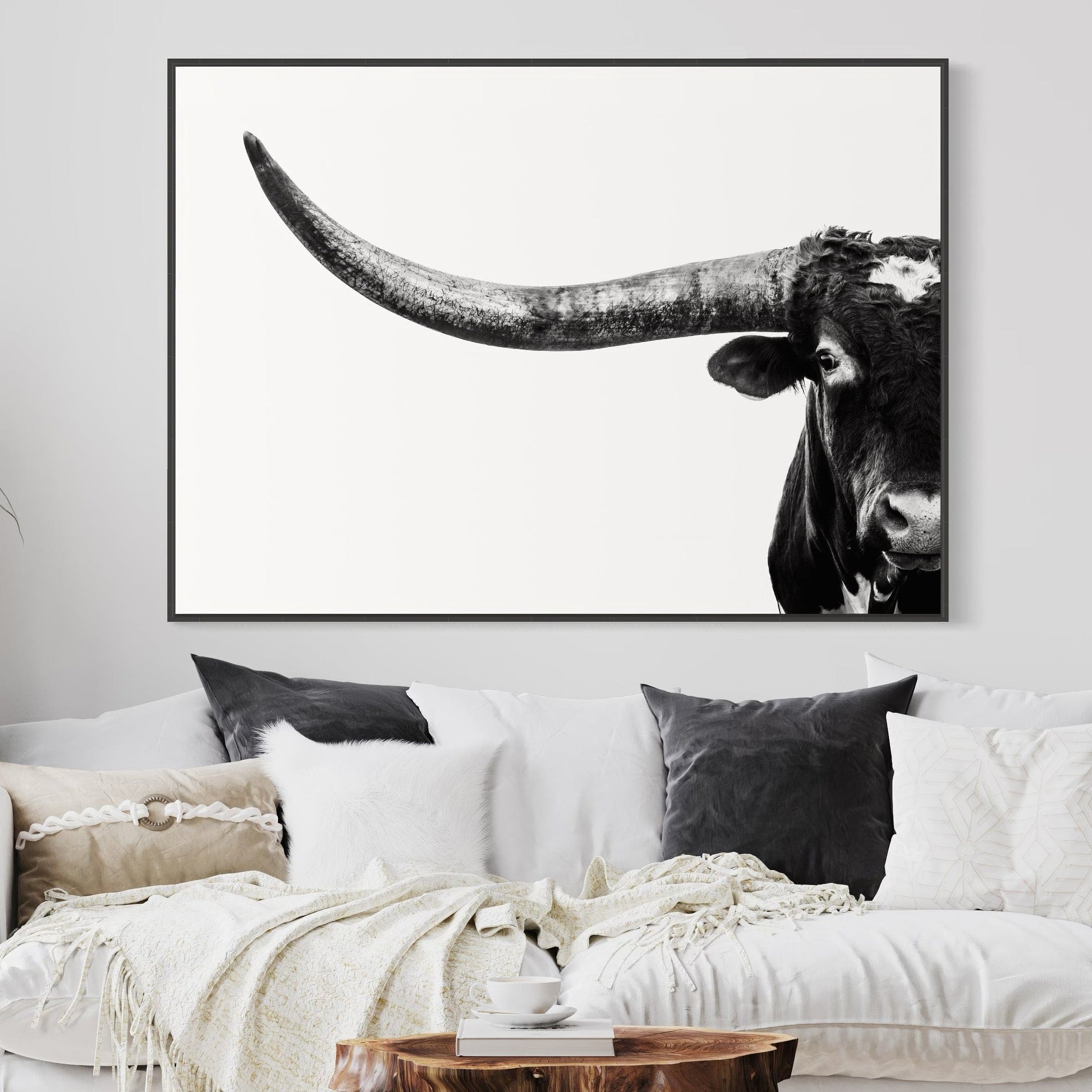 Austin Texas Longhorn Art in Black and White Wall Art Teri James Photography