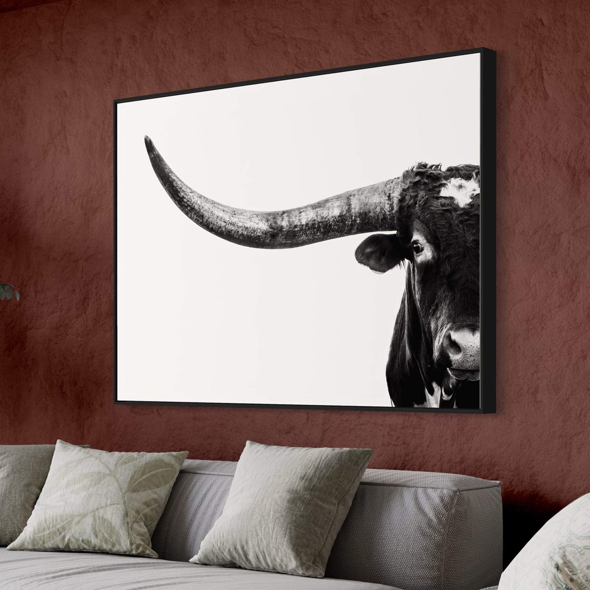 Austin Texas Longhorn Art in Black and White Wall Art Teri James Photography