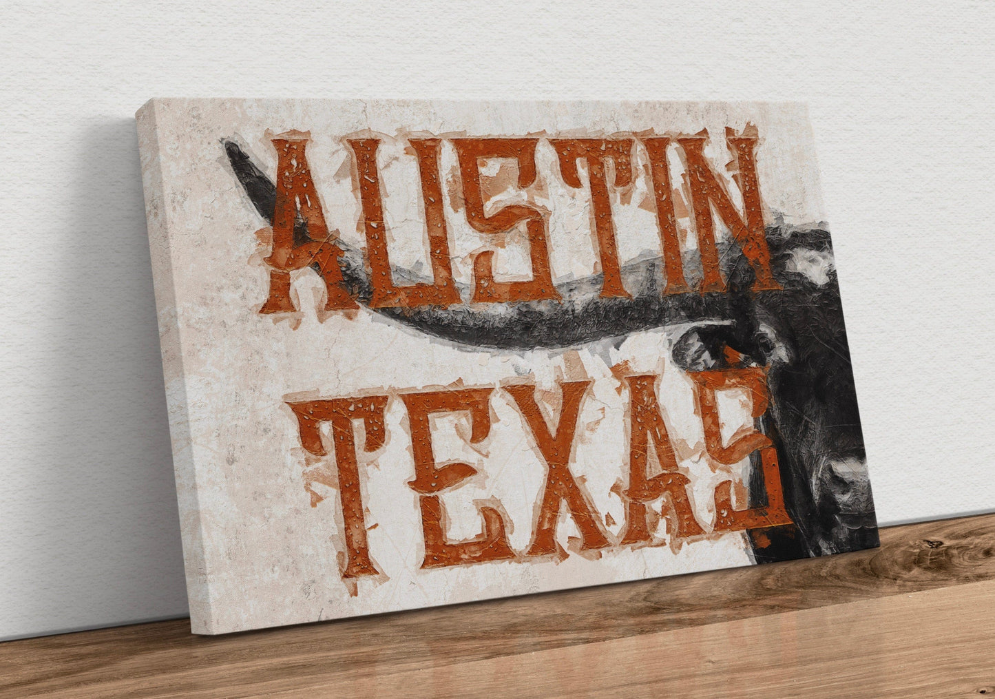 Austin Texas Print - Longhorn Wall Decor Canvas-Unframed / 12 x 18 Inches Wall Art Teri James Photography