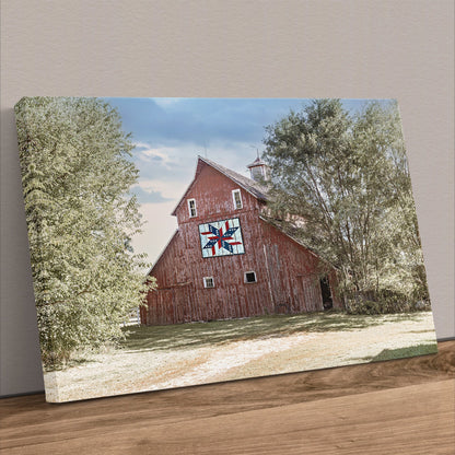 Barn Quilt Wall Art - Old Red Barn Canvas-Unframed / 12 x 18 Inches Wall Art Teri James Photography