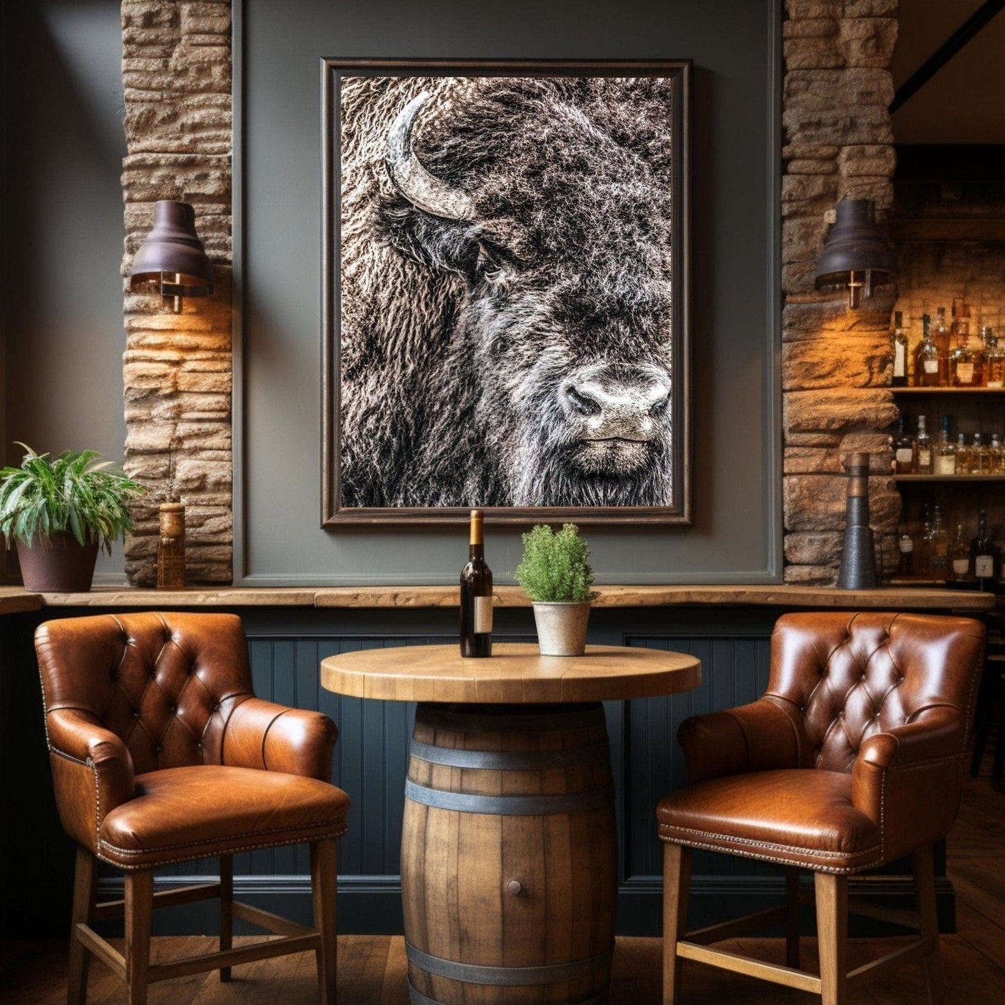 Bison Bull Closeup Photo Canvas Wall Art Teri James Photography