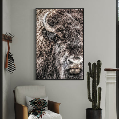 Bison Bull Closeup Photo Canvas Wall Art Teri James Photography