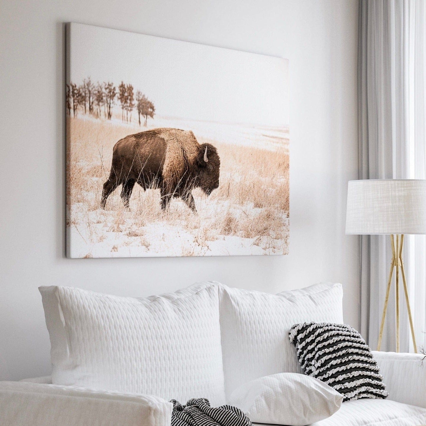 Bison Canvas Wall Art - Brown & Sepia Tone Western Decor Wall Art Teri James Photography