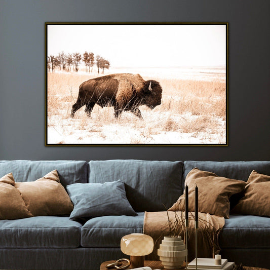 Bison Canvas Wall Art - Brown & Sepia Tone Western Decor Wall Art Teri James Photography