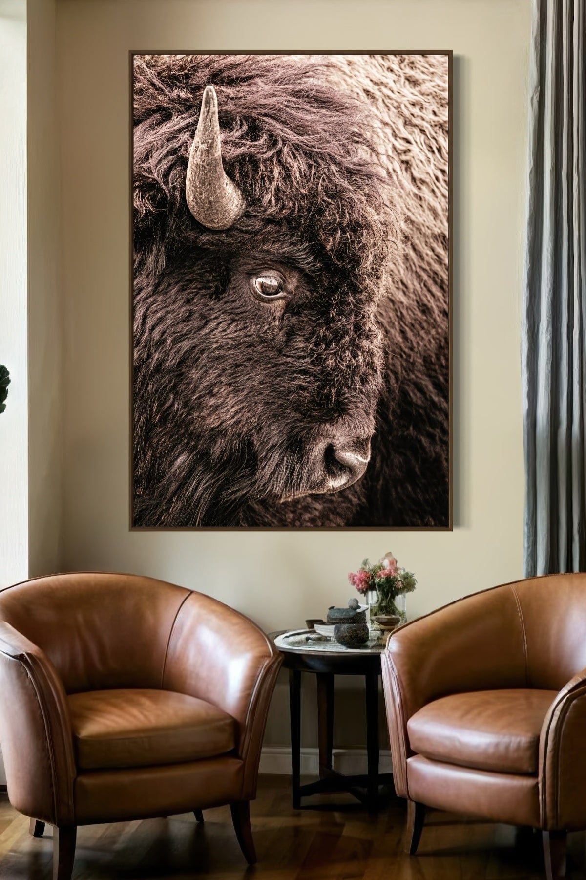 Bison Closeup Vertical Canvas Wall Art Wall Art Teri James Photography