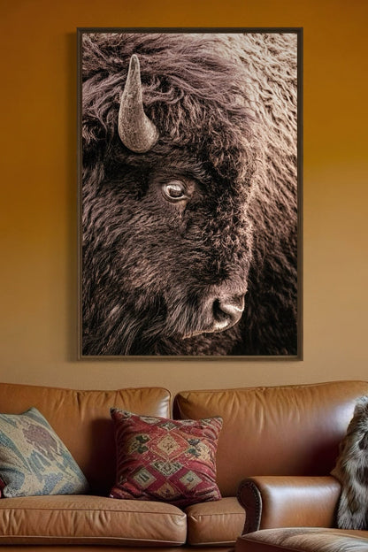 Bison Closeup Vertical Canvas Wall Art Wall Art Teri James Photography