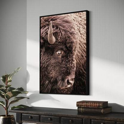 Bison Closeup Vertical Canvas Wall Art Wall Art Teri James Photography