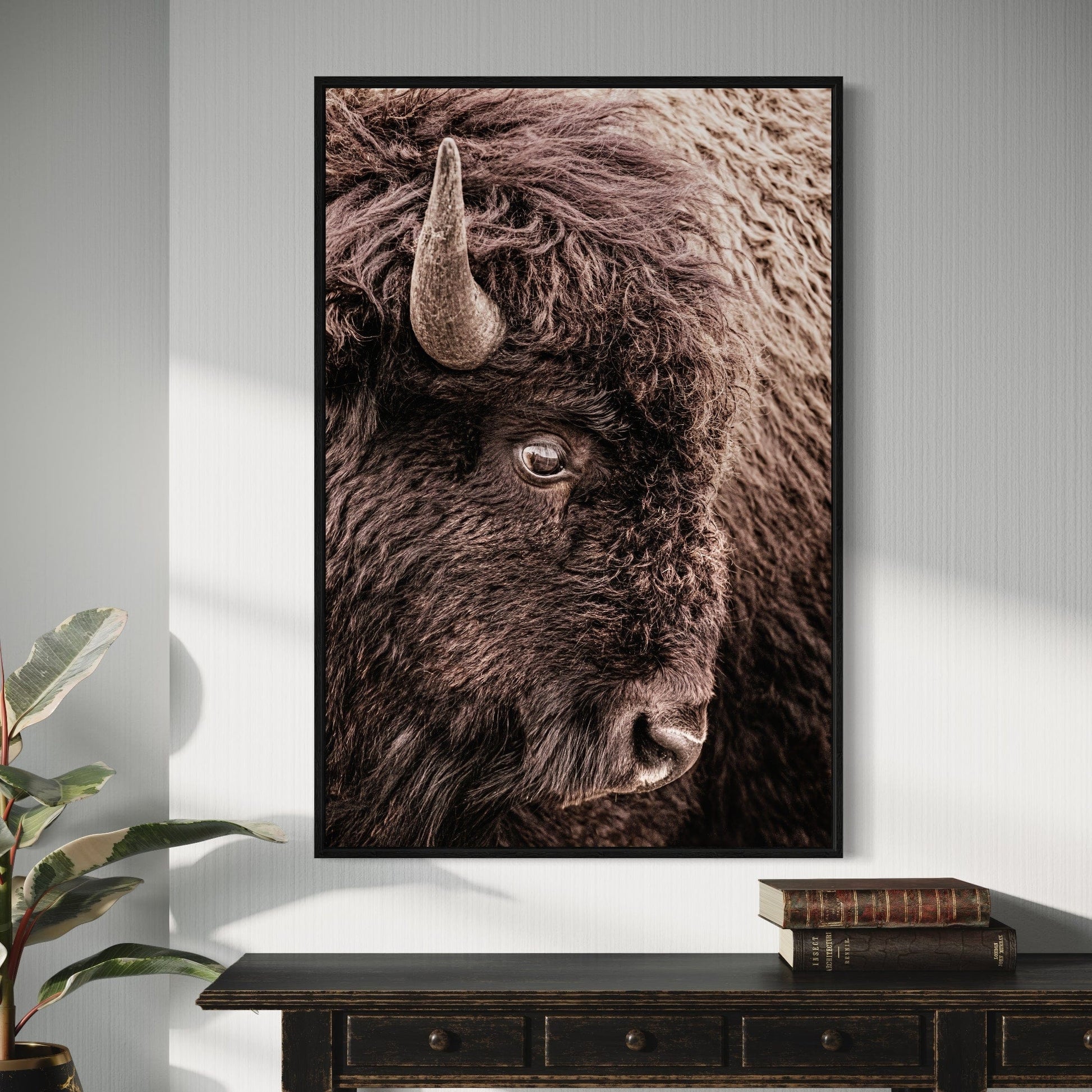 Bison Closeup Vertical Canvas Wall Art Wall Art Teri James Photography