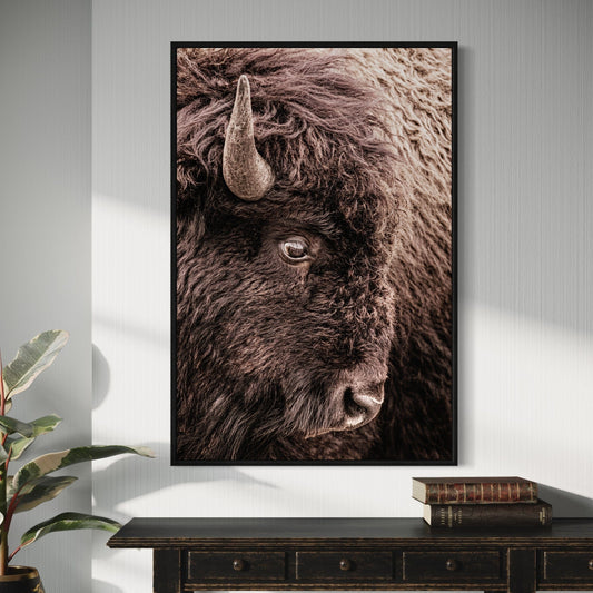 Bison Closeup Vertical Canvas Wall Art Wall Art Teri James Photography