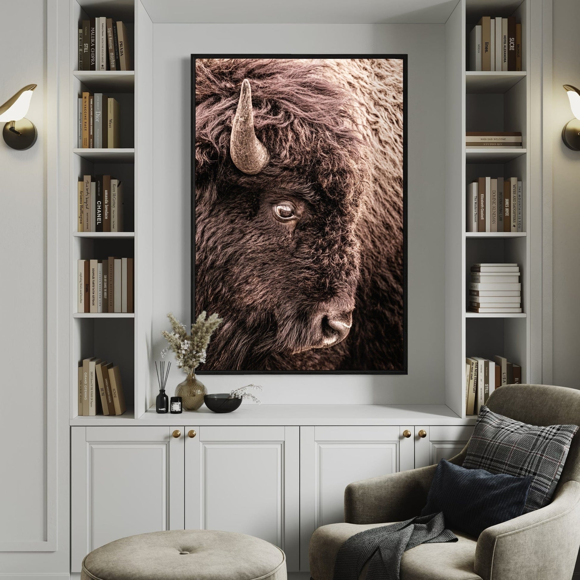 Bison Closeup Vertical Canvas Wall Art Wall Art Teri James Photography