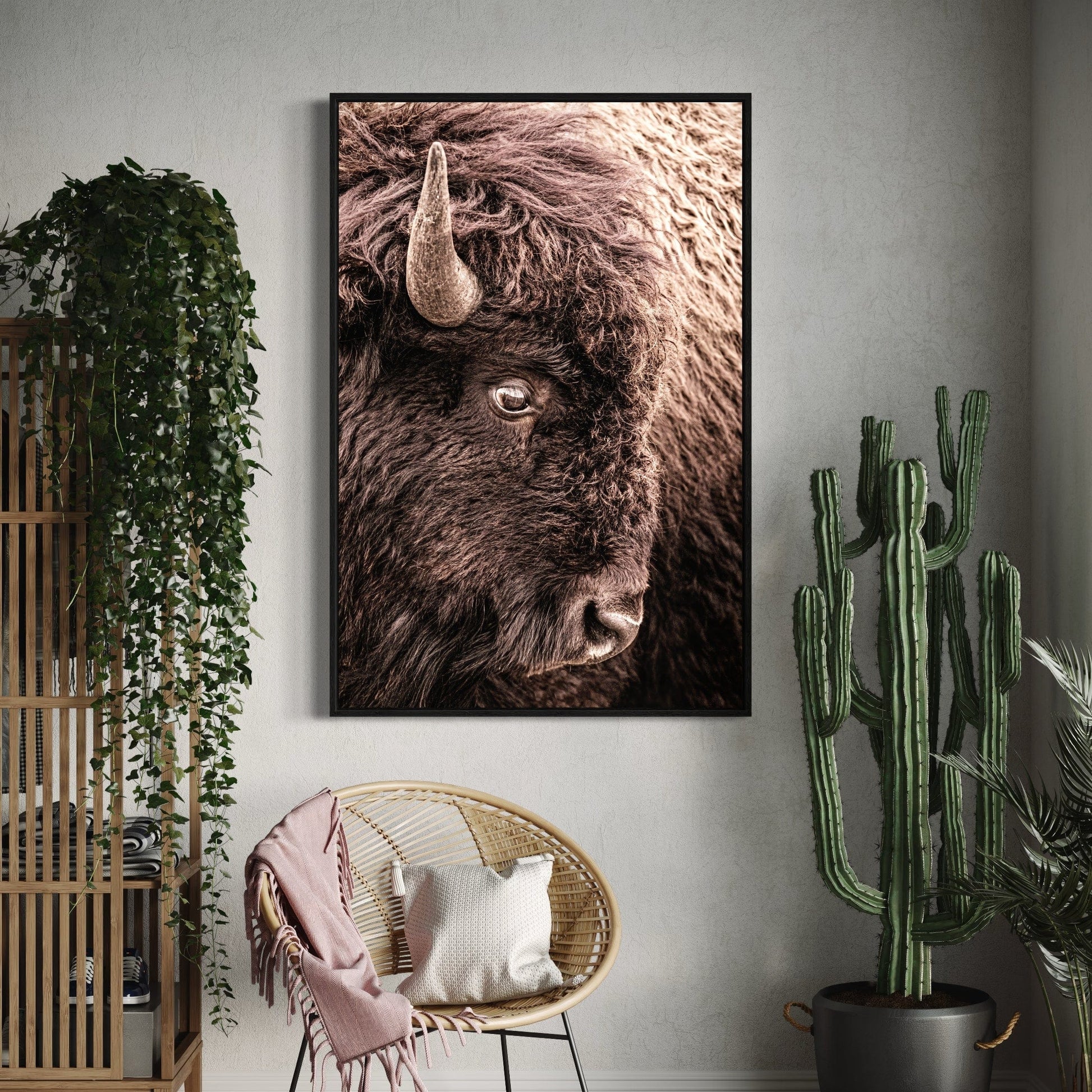 Bison Closeup Vertical Canvas Wall Art Wall Art Teri James Photography