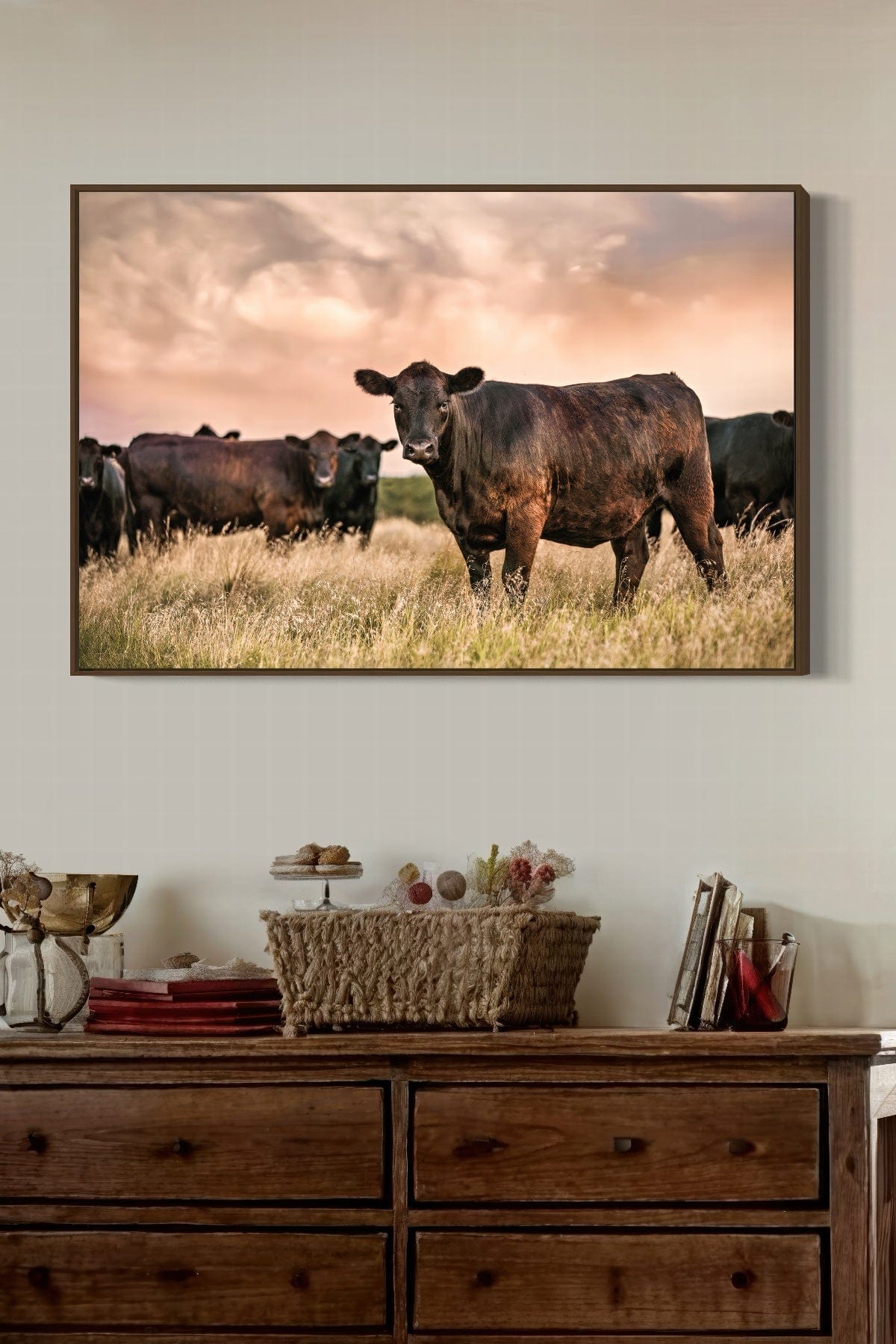 Black Angus Cattle at Sunset - Angus Cows Wall Art Canvas Wall Art Teri James Photography