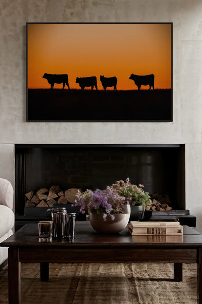 Black Angus Cattle Sunset Print Wall Art Teri James Photography