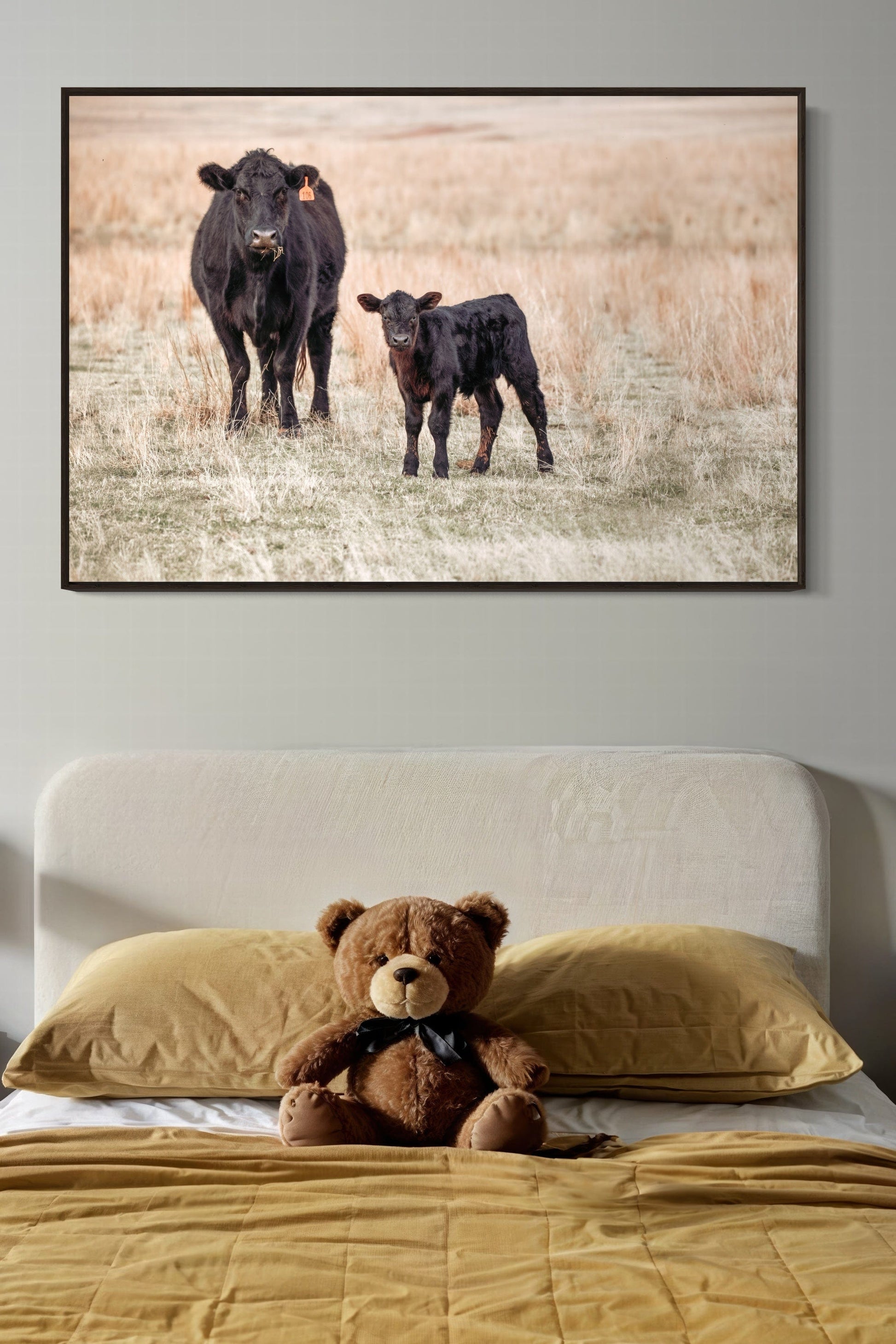 Black Angus Cow and Calf Canvas Print Wall Art Teri James Photography