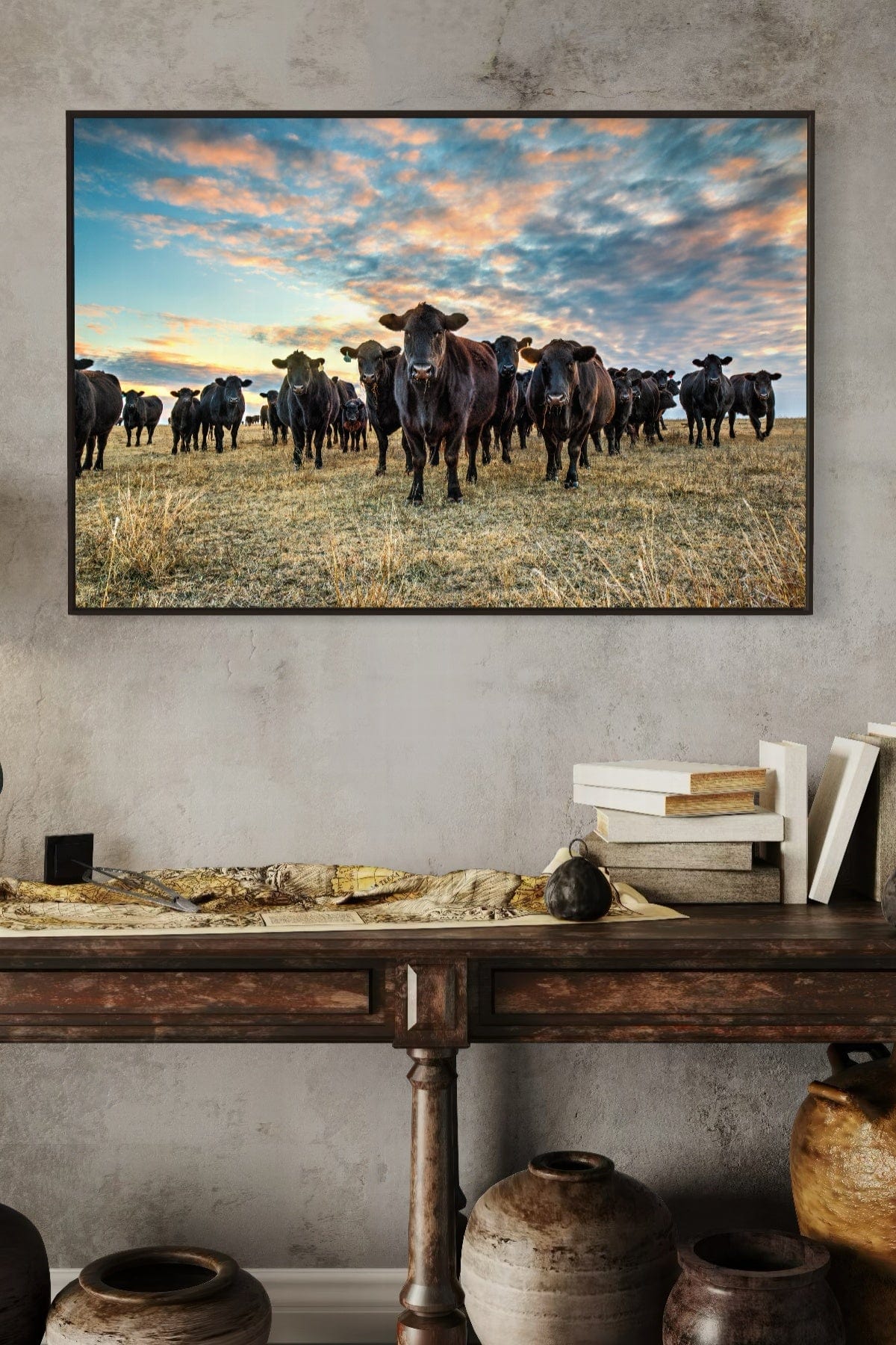 Black Angus Wall Art - Cows at Sunset Wall Art Teri James Photography