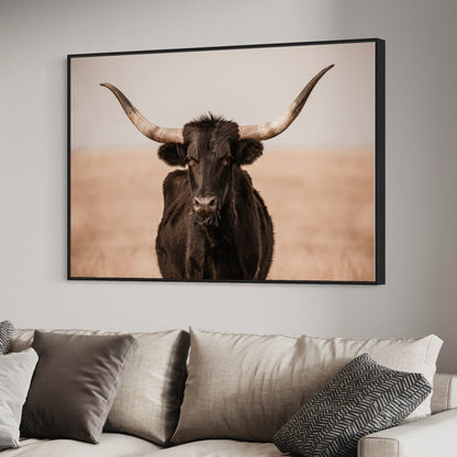 Black Texas Longhorn Canvas Print Wall Art Teri James Photography