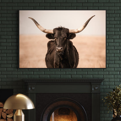 Black Texas Longhorn Canvas Print Wall Art Teri James Photography