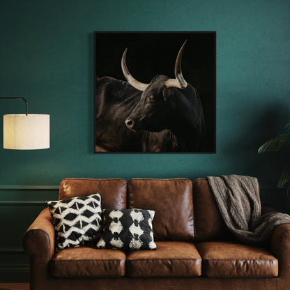 Black Texas Longhorn Cow Canvas Print Wall Art Teri James Photography