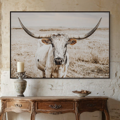 Boho Western Decor Art - Longhorn Photography Canvas Print Wall Art Teri James Photography