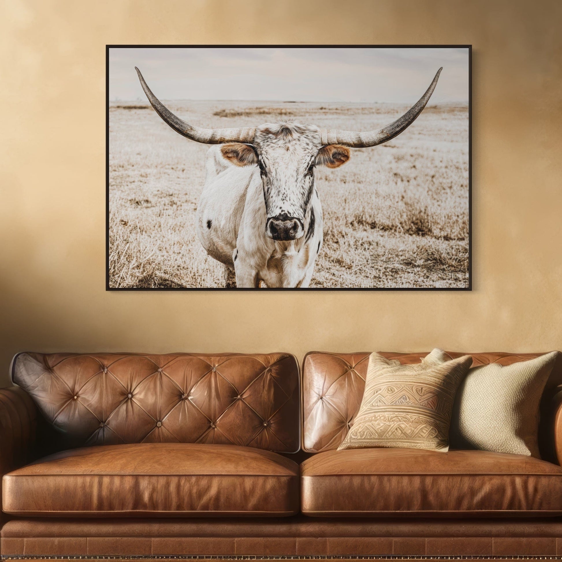 Boho Western Decor Art - Longhorn Photography Canvas Print Wall Art Teri James Photography