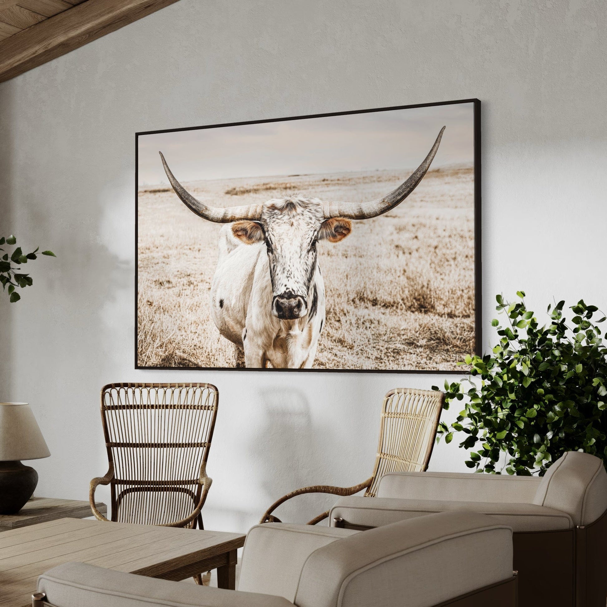 Boho Western Decor Art - Longhorn Photography Canvas Print Wall Art Teri James Photography