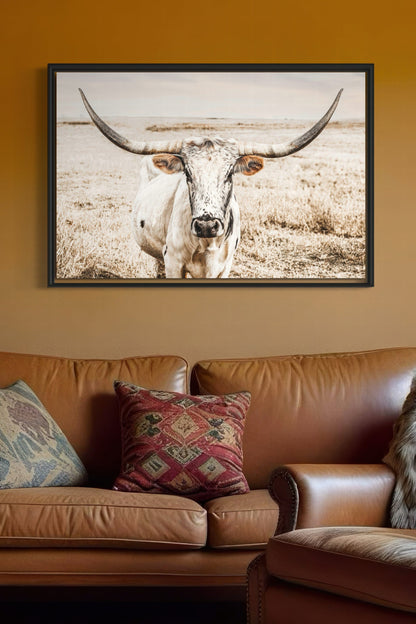 Boho Western Decor Art - Longhorn Photography Canvas Print Wall Art Teri James Photography