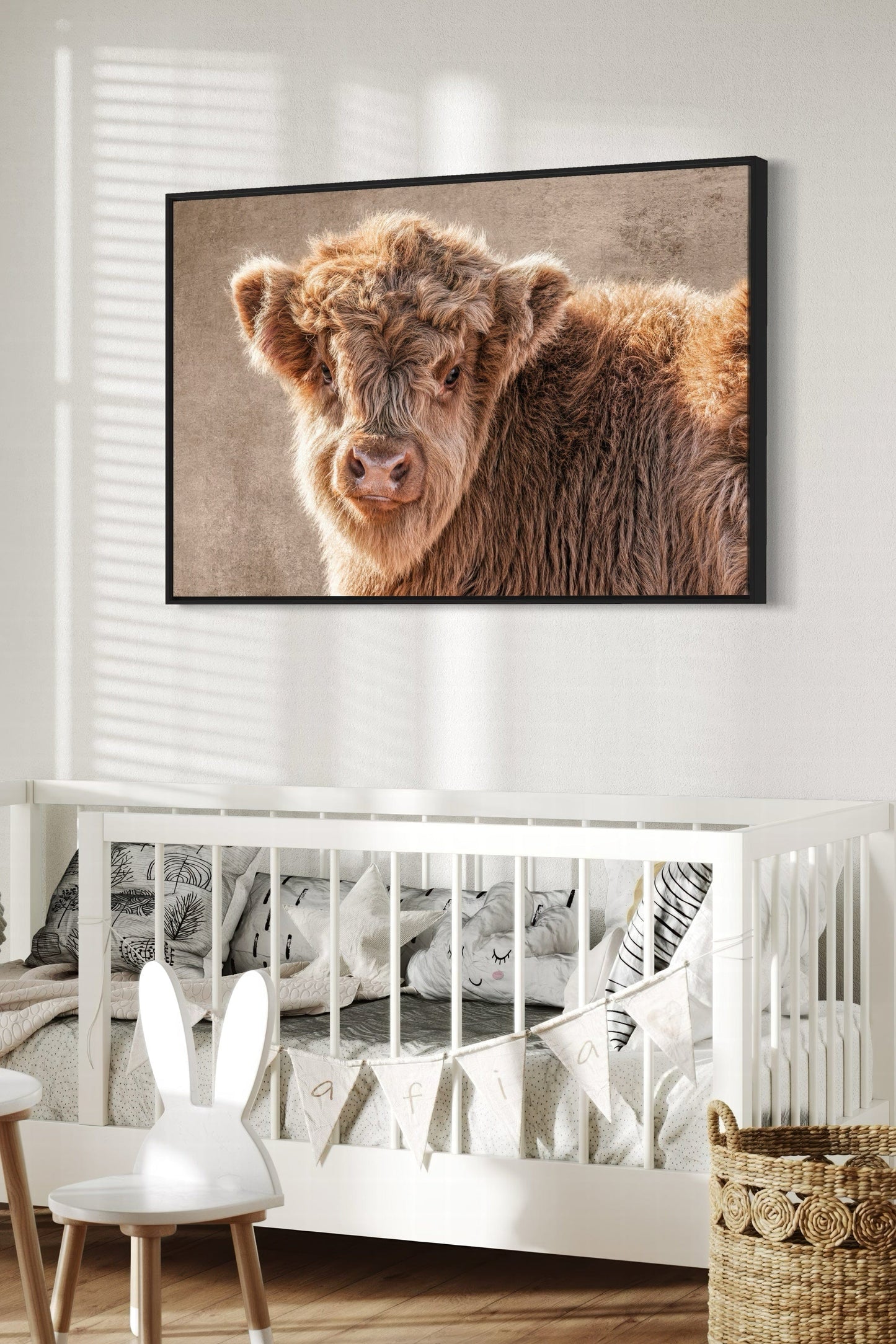 Cow Nursery Wall Canvas - Scottish Highland Calf Wall Art Teri James Photography