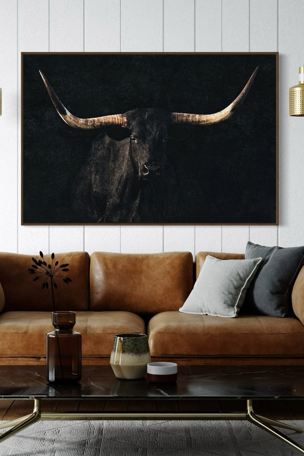 Elegant Black Longhorn Canvas Wall Art Wall Art Teri James Photography