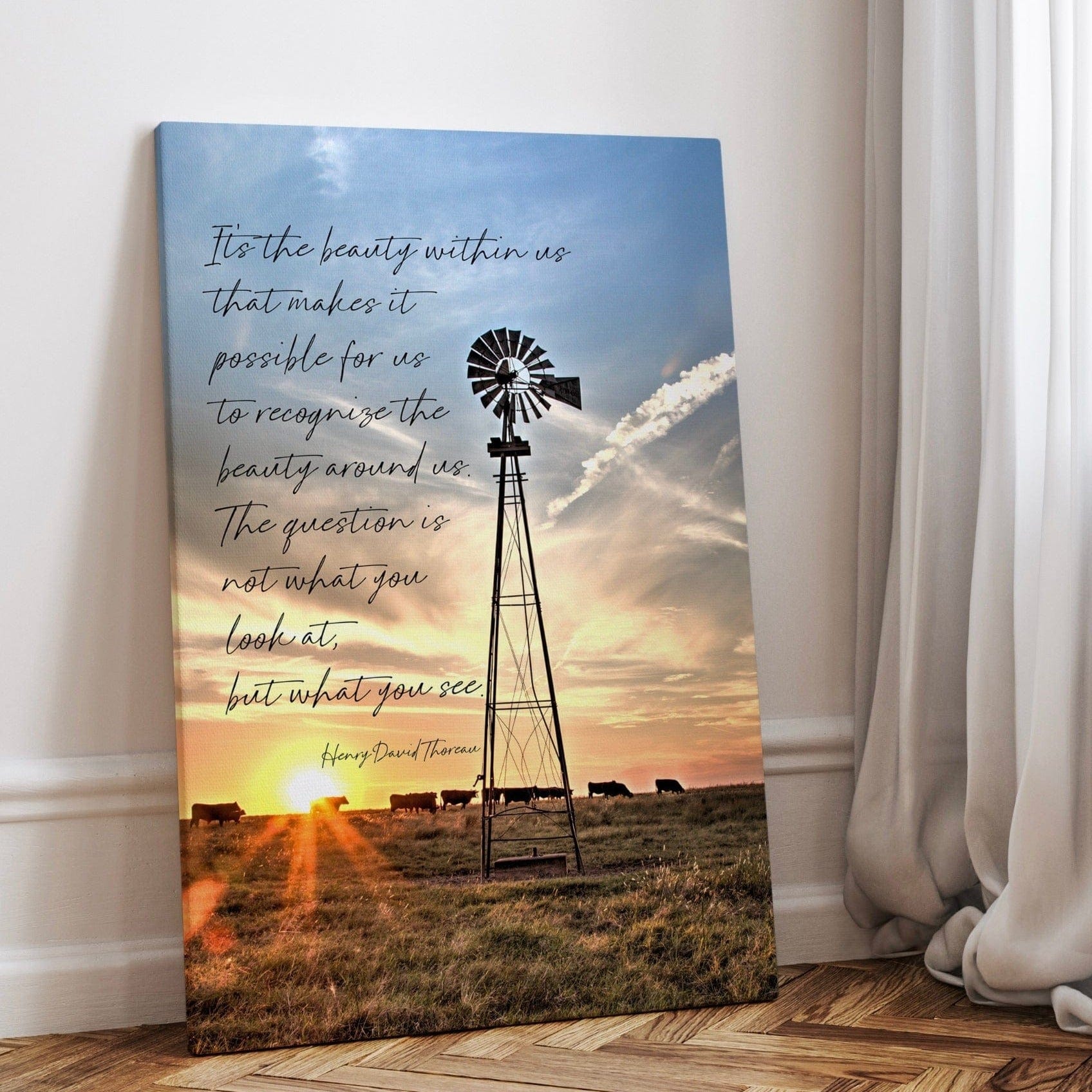 Henry David Thoreau Quote - Old Windmill Art Canvas-Unframed / 12 x 18 Inches Wall Art Teri James Photography