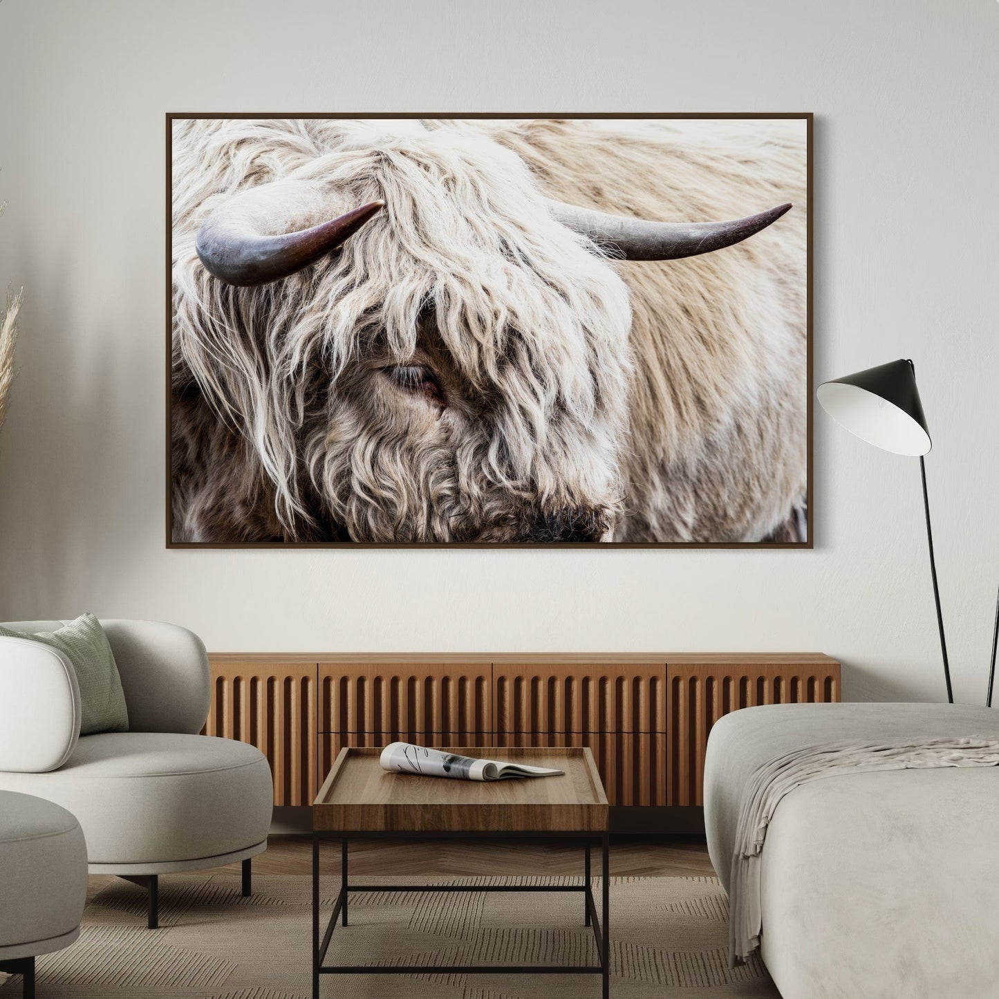 Highland Bull Canvas Print - Modern Cow Art Wall Art Teri James Photography