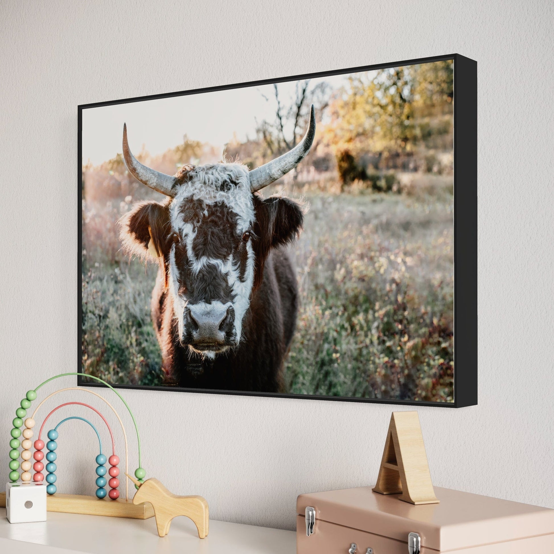 Highland Cow Canvas Print - Black and White Cow Wall Art Teri James Photography