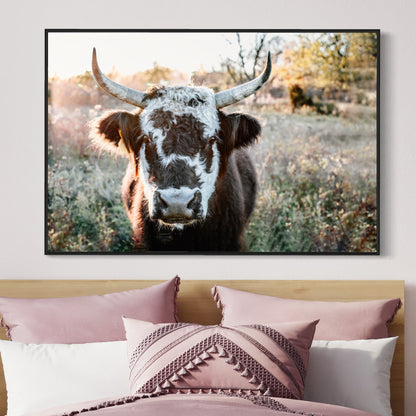 Highland Cow Canvas Print - Black and White Cow Wall Art Teri James Photography