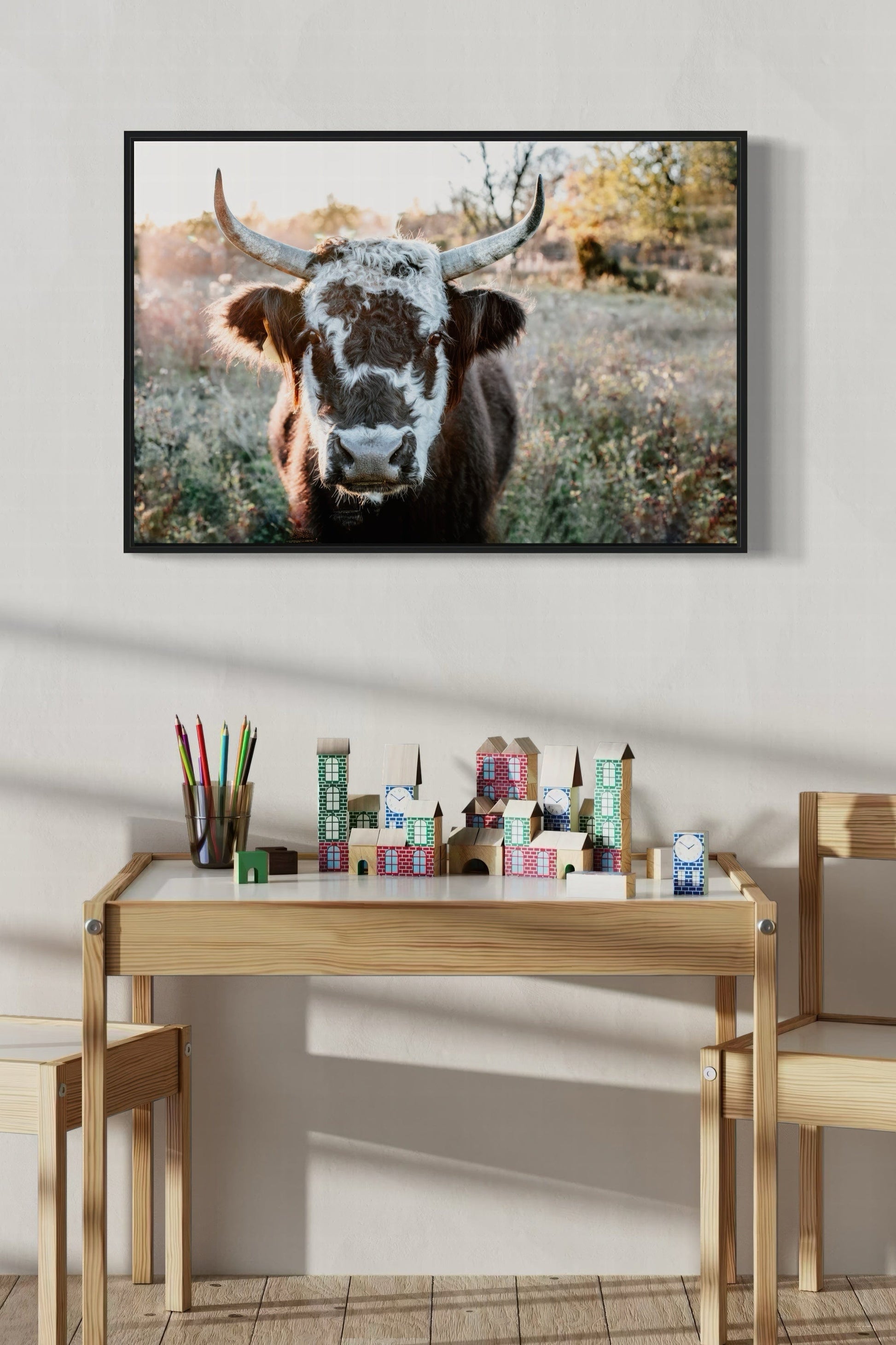 Highland Cow Canvas Print - Black and White Cow Wall Art Teri James Photography