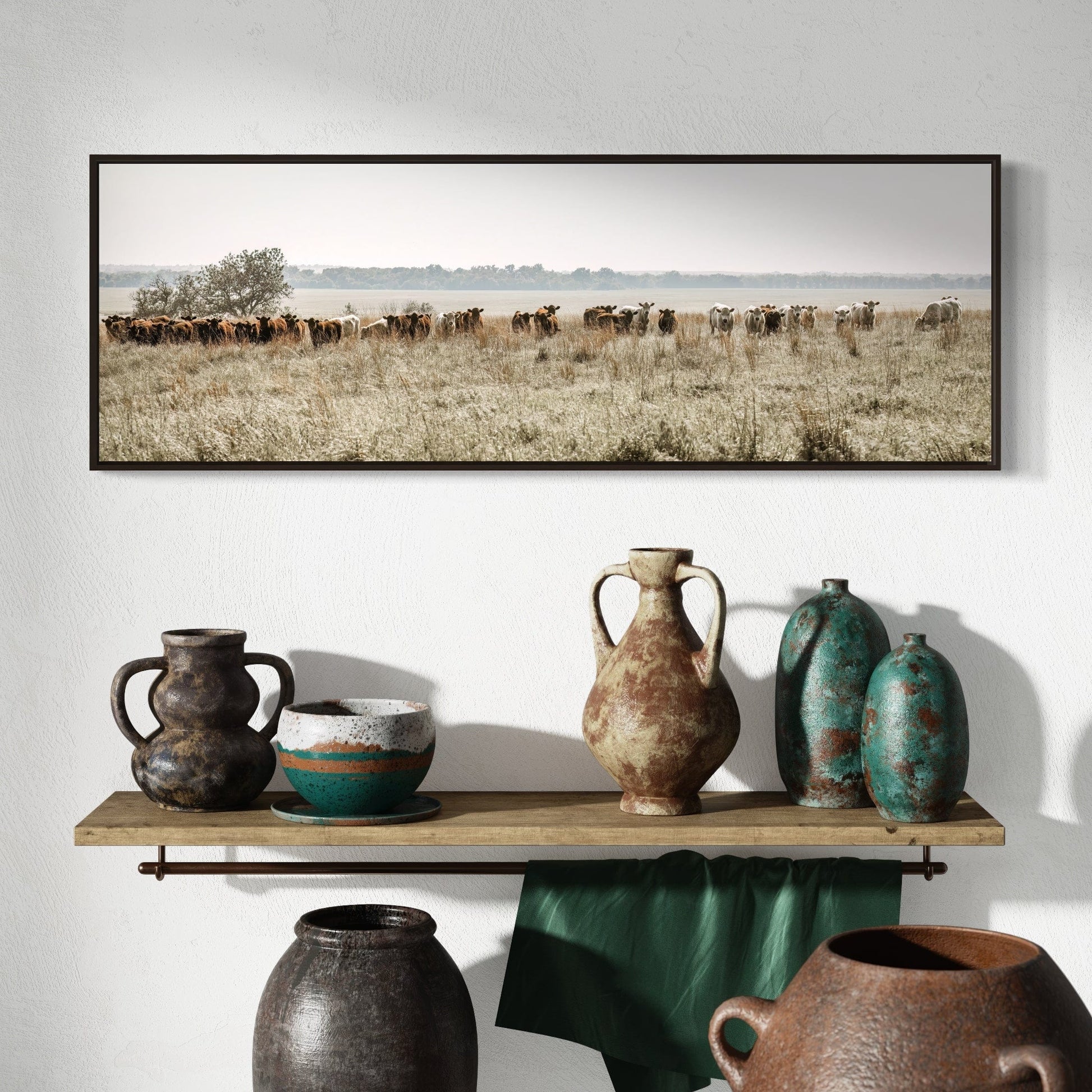 Large Panoramic Cattle Canvas Wall Art Teri James Photography