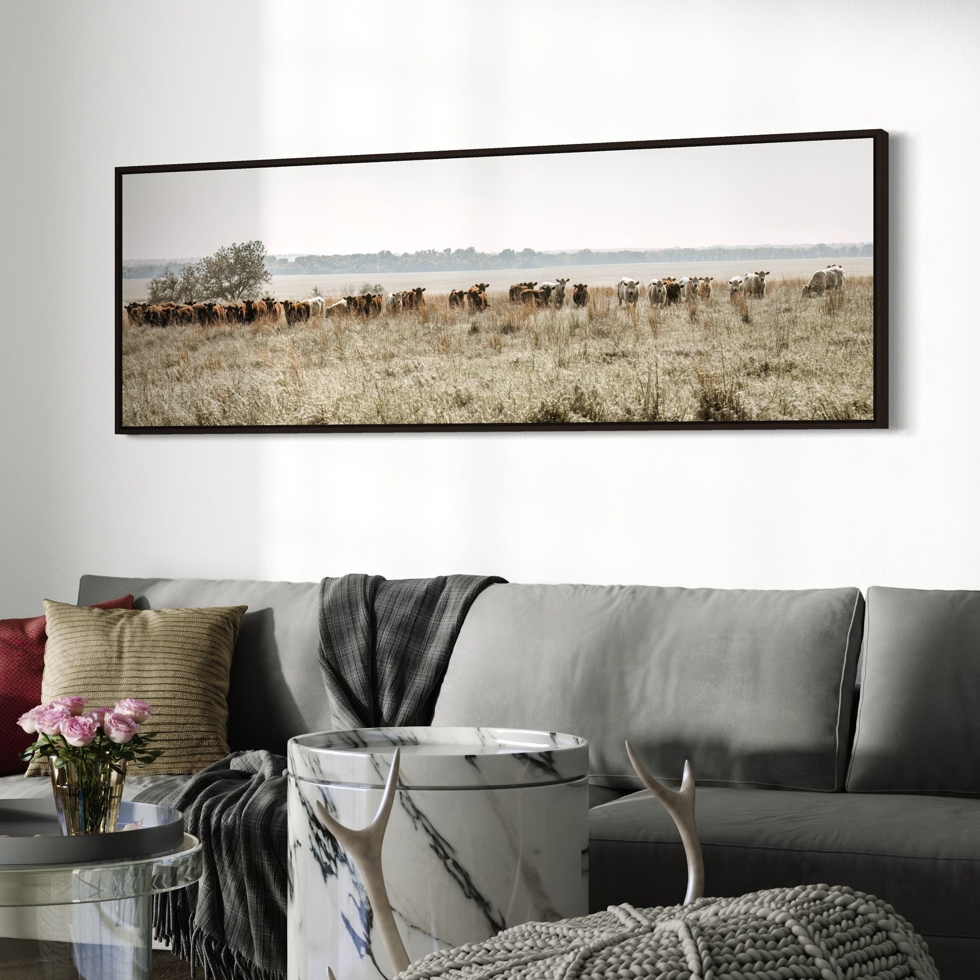 Large Panoramic Cattle Canvas Wall Art Teri James Photography