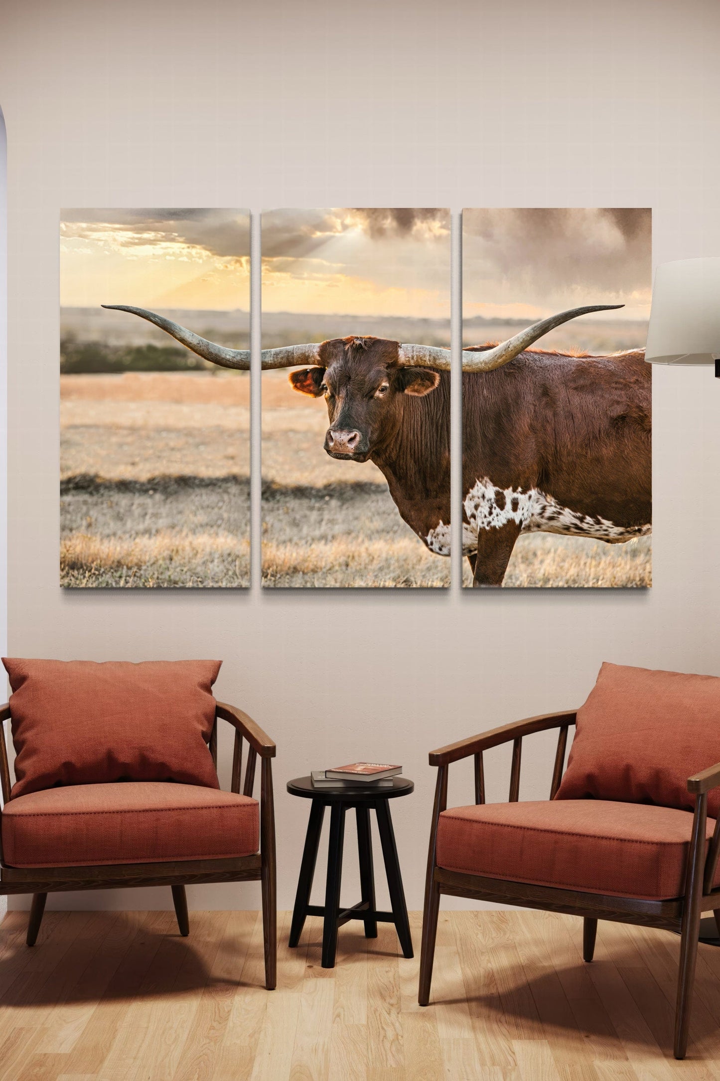 Longhorn Artwork Extra Large Canvas Triptych Wall Art Teri James Photography