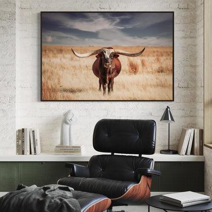 Longhorn Bull and Blue Sky Canvas Wall Art Teri James Photography