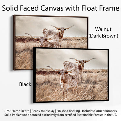 Longhorn Canvas Wall Art Print Canvas-Black Frame / 12 x 18 Inches Wall Art Teri James Photography