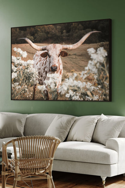 Longhorn in Flowers Wall Art Wall Art Teri James Photography