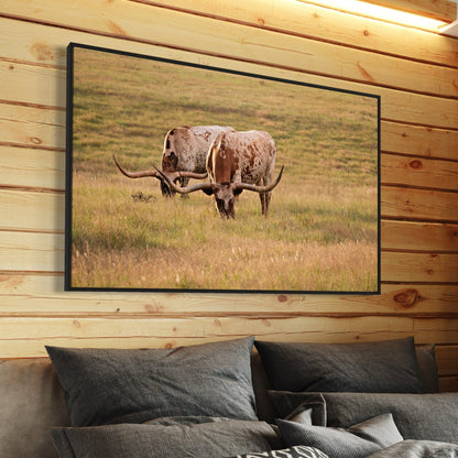 Longhorn Western Artwork - Texas Longhorn Cows Wall Art Teri James Photography