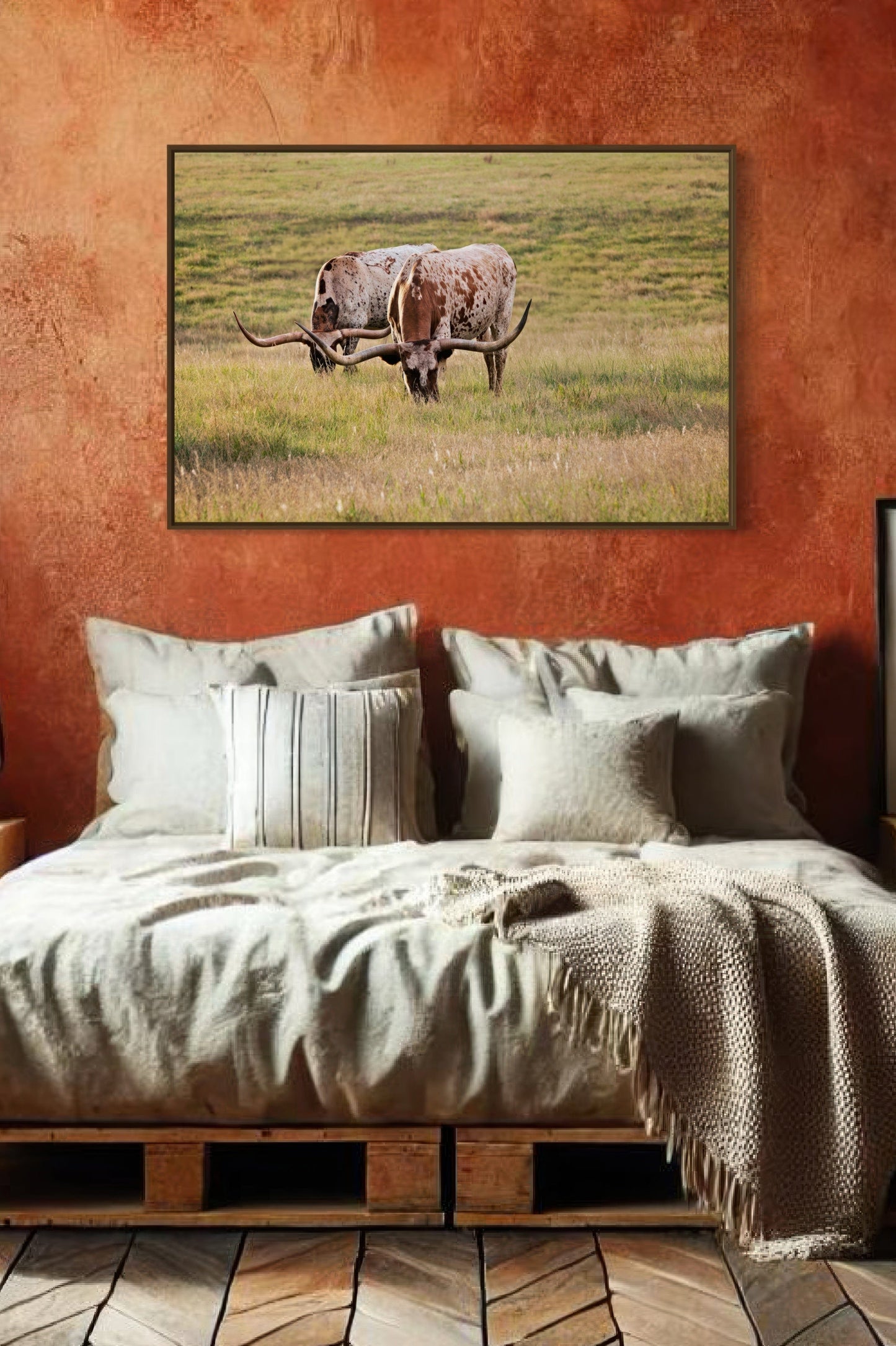 Longhorn Western Artwork - Texas Longhorn Cows Wall Art Teri James Photography