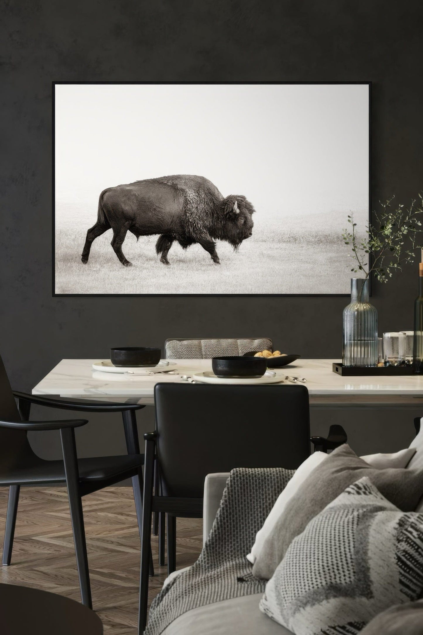 Minimalist Bison Art Canvas Wall Art Teri James Photography