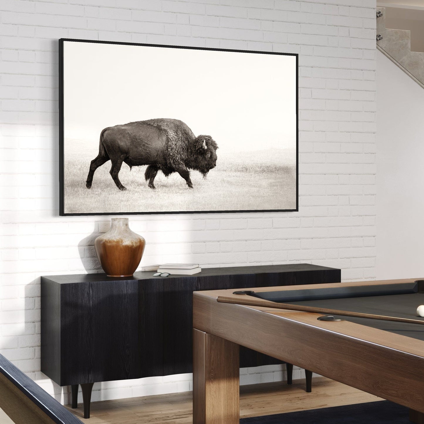 Minimalist Bison Art Canvas Wall Art Teri James Photography